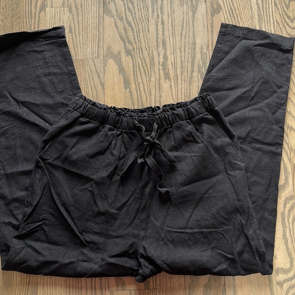 Love tree linen black pants, size medium